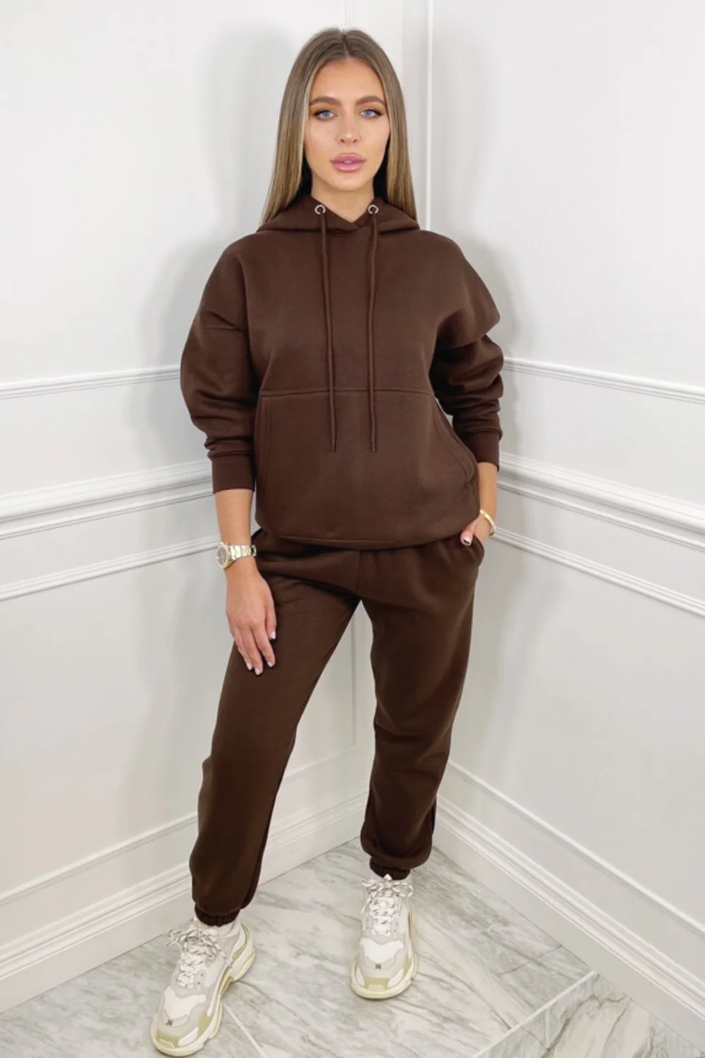 Glamify Brown essential hooded loungewear set - Image 3