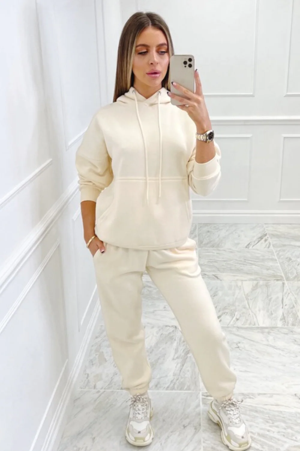 Glamify ecru essential hooded loungewear set - Image 3