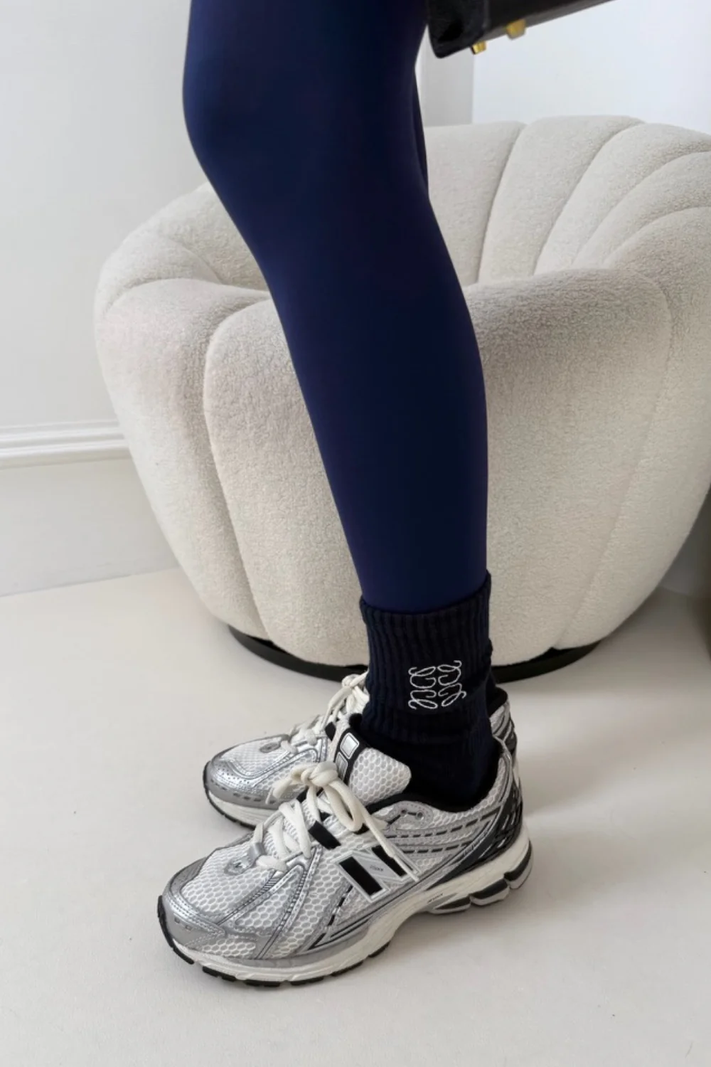 GLAMIFY EMBROIDERED BLACK SOCKS