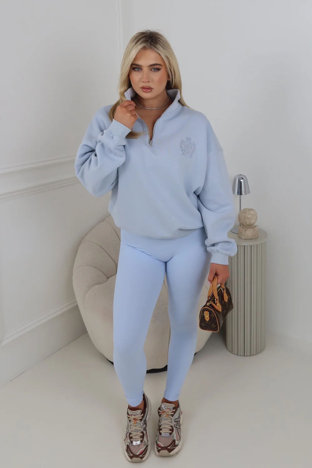 GLAMIFY BABY BLUE EMBROIDERED ST MORITZ EVERYDAY ESSENTIAL 3/4 ZIP - Image 2