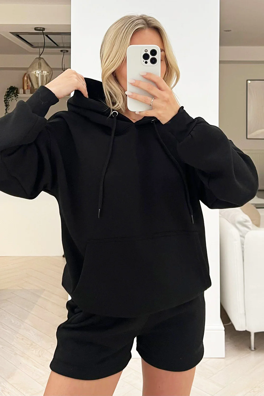 ophelia glamify essential black hoodie short set - Image 2
