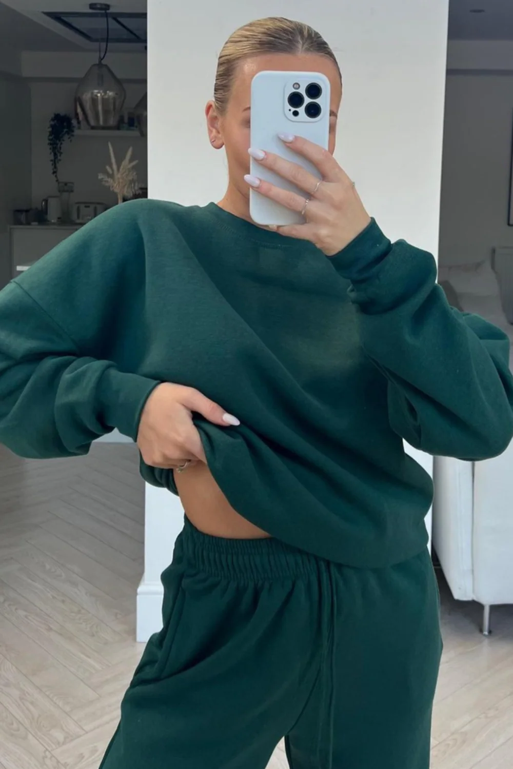 Glamify Forest Green sweater essential loungewear set - Image 2