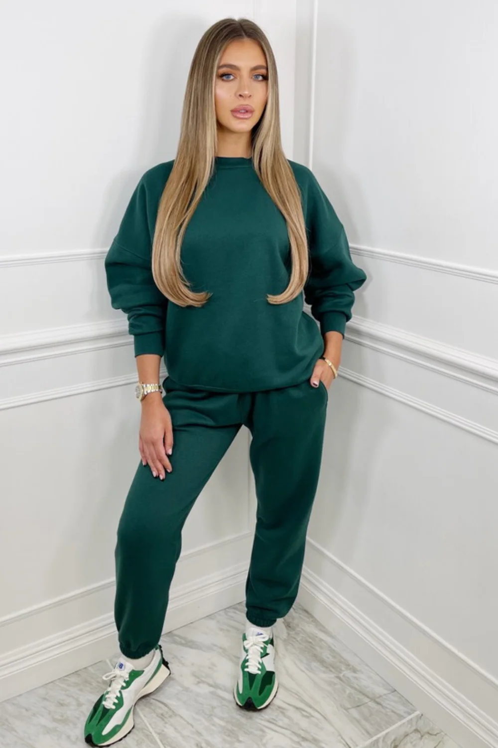 Glamify Forest Green sweater essential loungewear set - Image 3