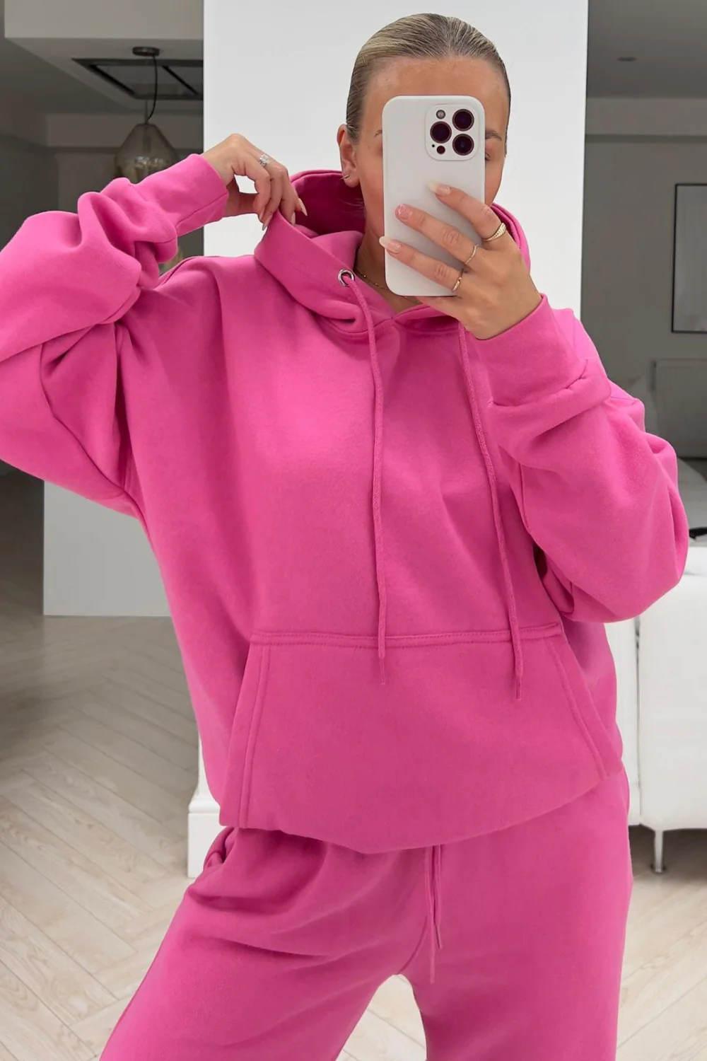 Glamify Hot Pink essential hooded loungewear set - Image 2