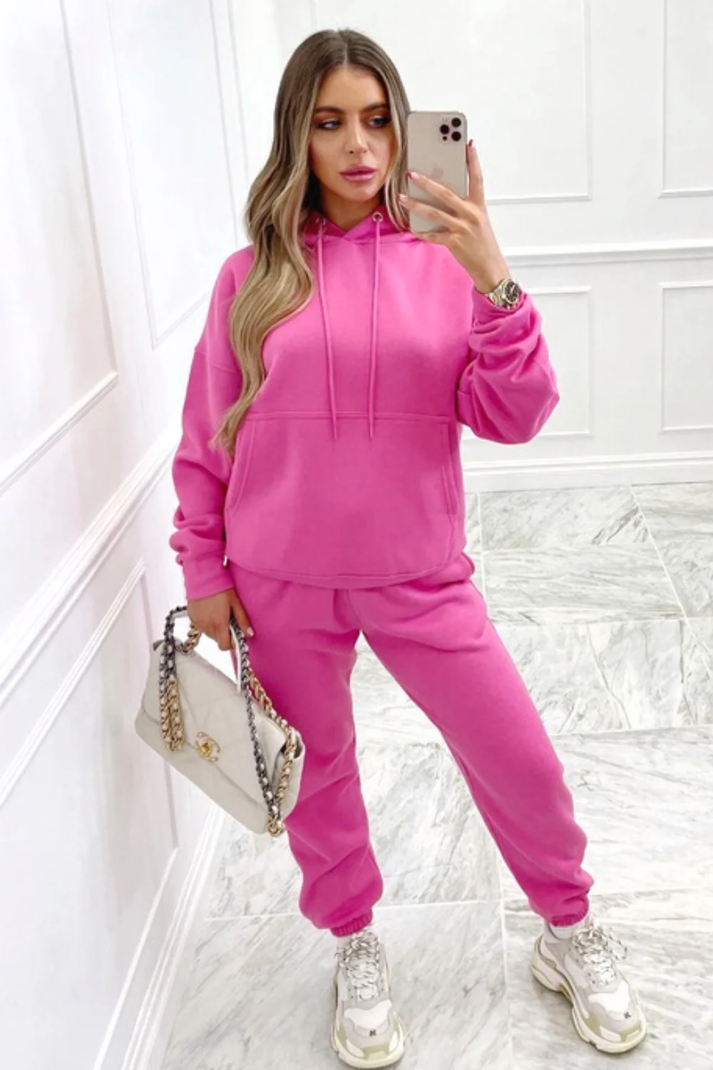 Glamify Hot Pink essential hooded loungewear set - Image 3