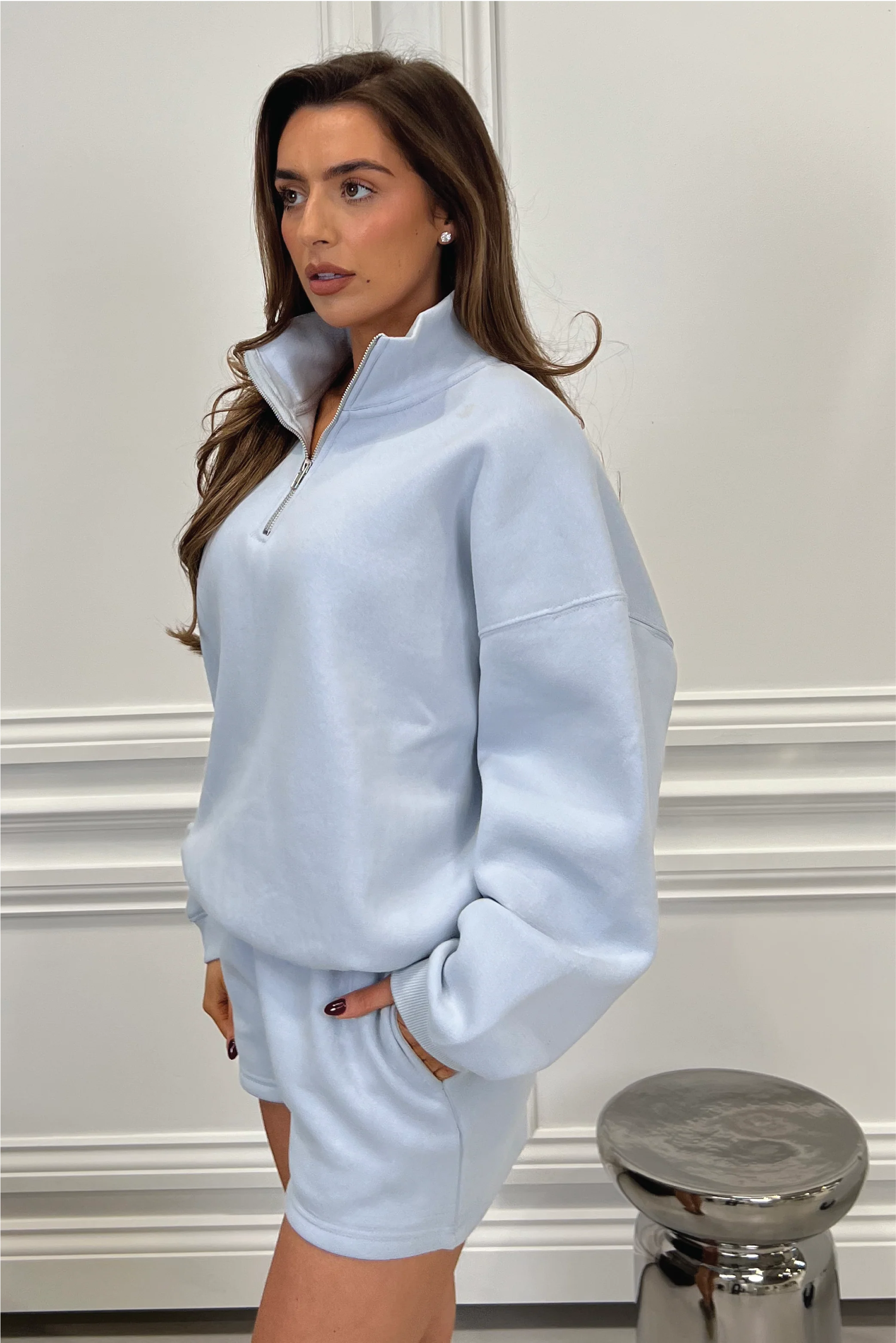GLAMIFY EVERYDAY ESSENTIAL BABY BLUE 3/4 ZIP - Image 5