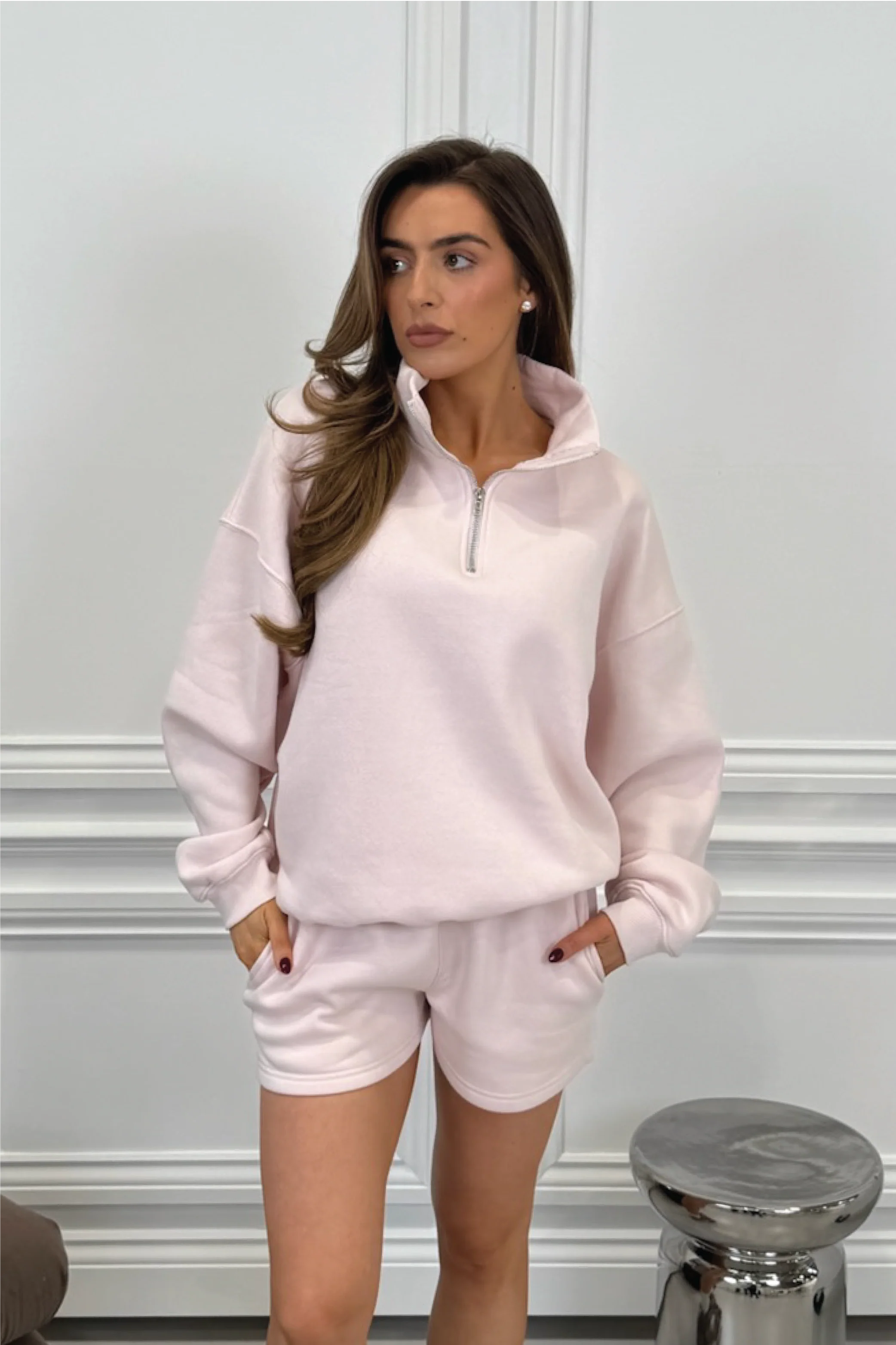 GLAMIFY EVERYDAY ESSENTIAL BABY PINK 3/4 ZIP - Image 2