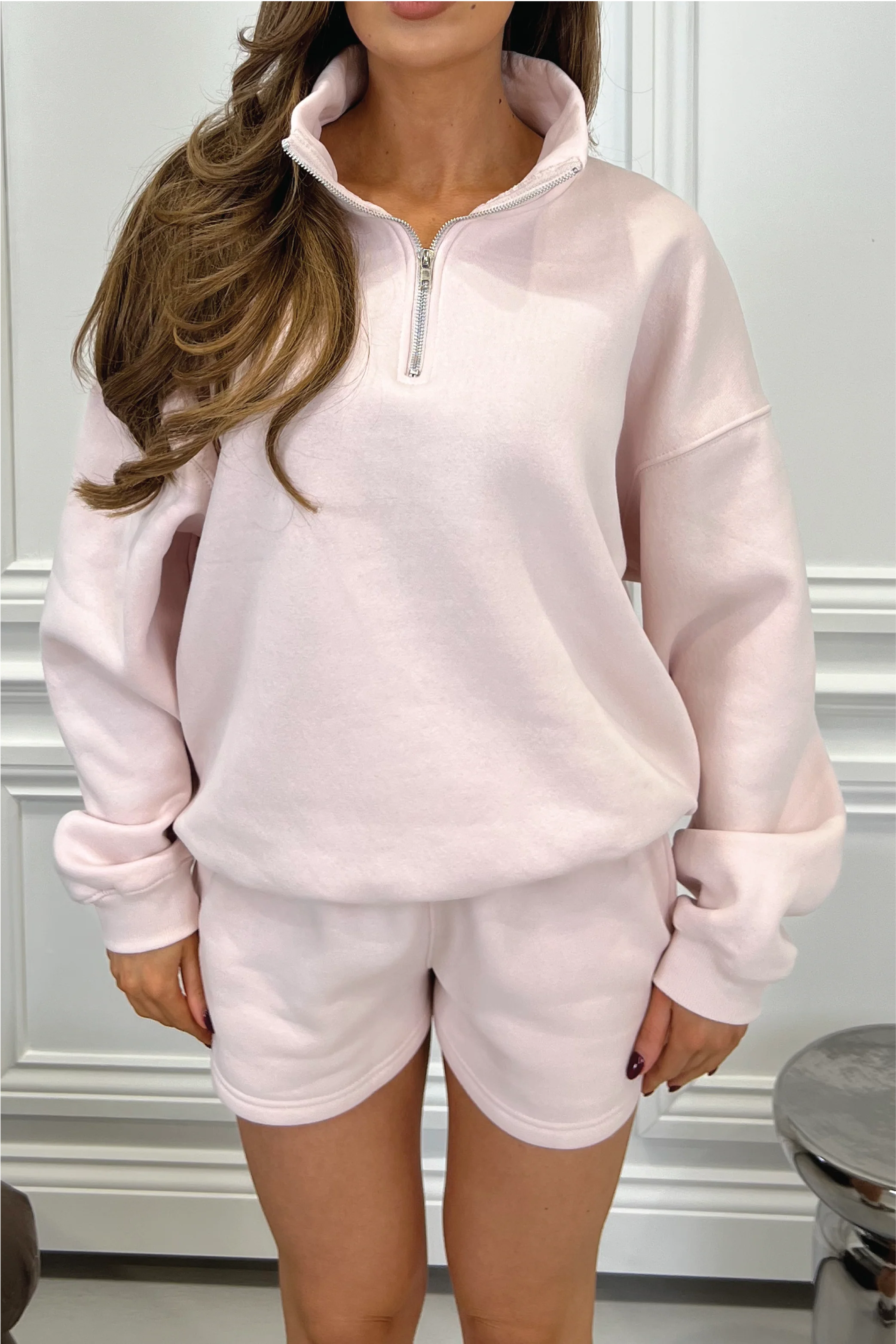 GLAMIFY EVERYDAY ESSENTIAL BABY PINK 3/4 ZIP - Image 4