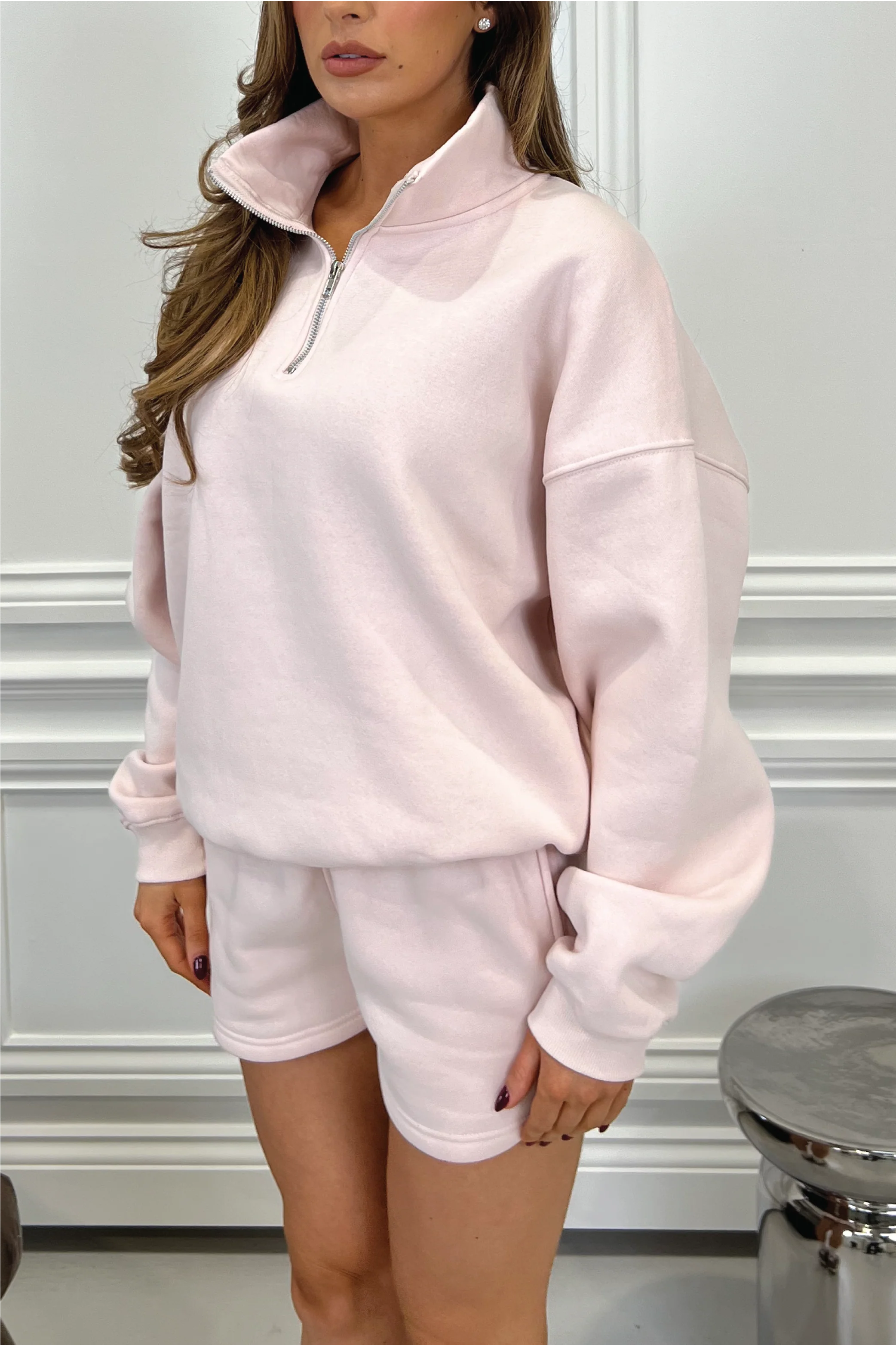GLAMIFY EVERYDAY ESSENTIAL BABY PINK 3/4 ZIP - Image 8