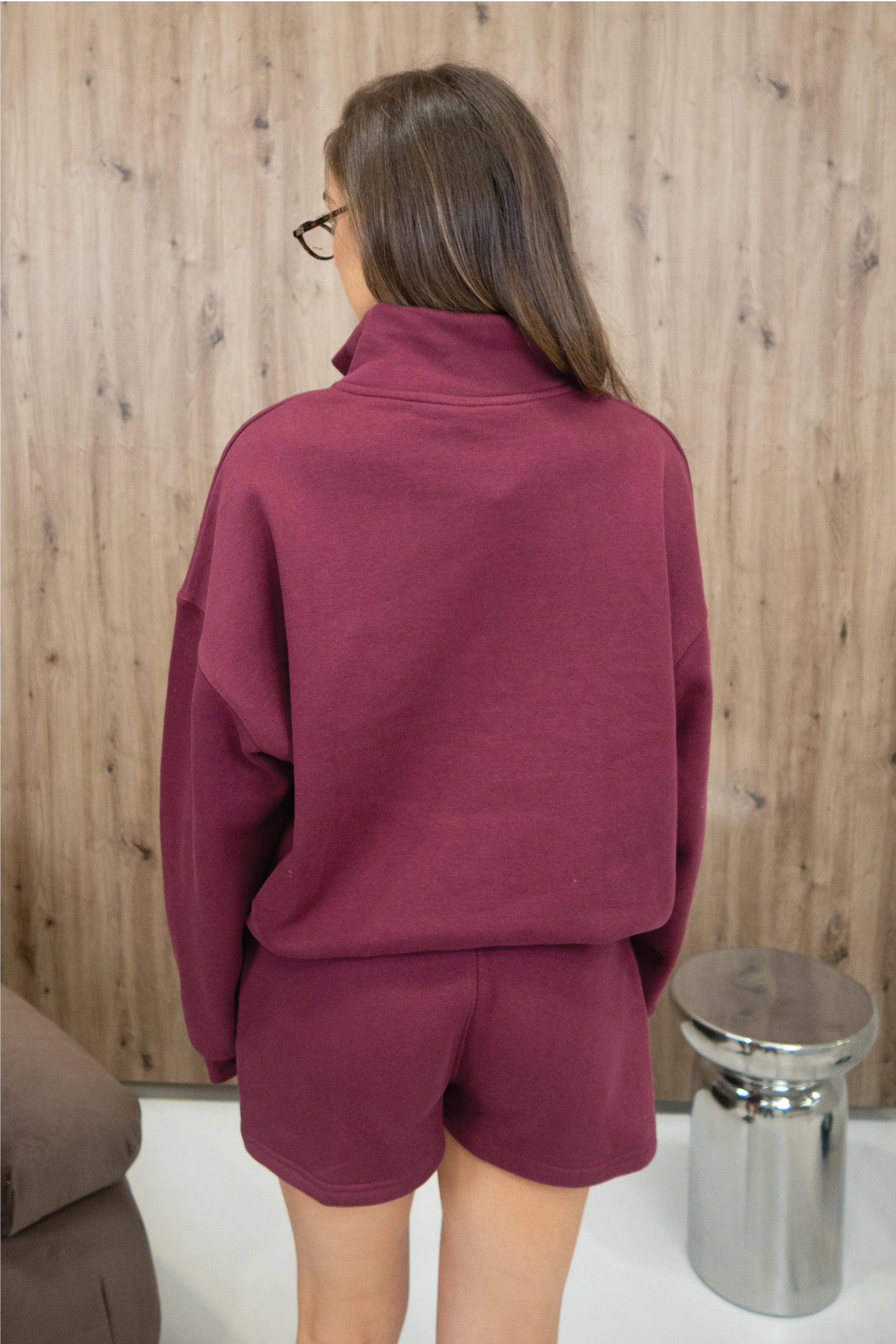 GLAMIFY EVERYDAY ESSENTIAL BURGUNDY 3/4 ZIP - Image 5