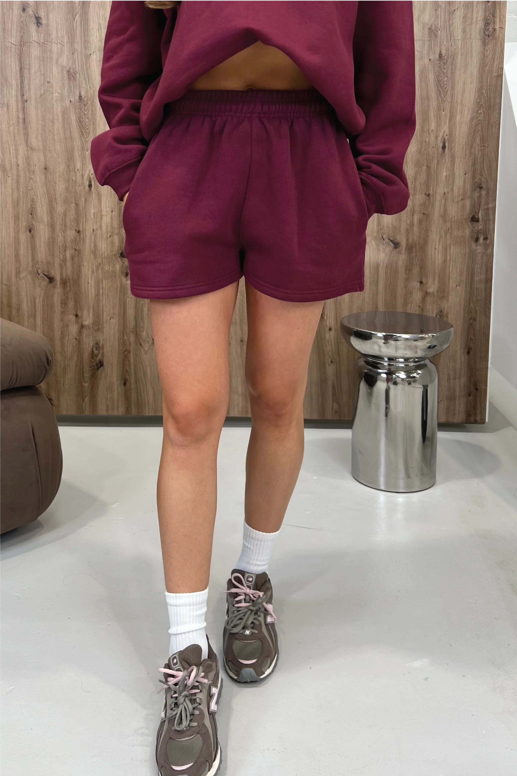 GLAMIFY EVERYDAY ESSENTIAL BURGUNDY SHORTS - Image 4