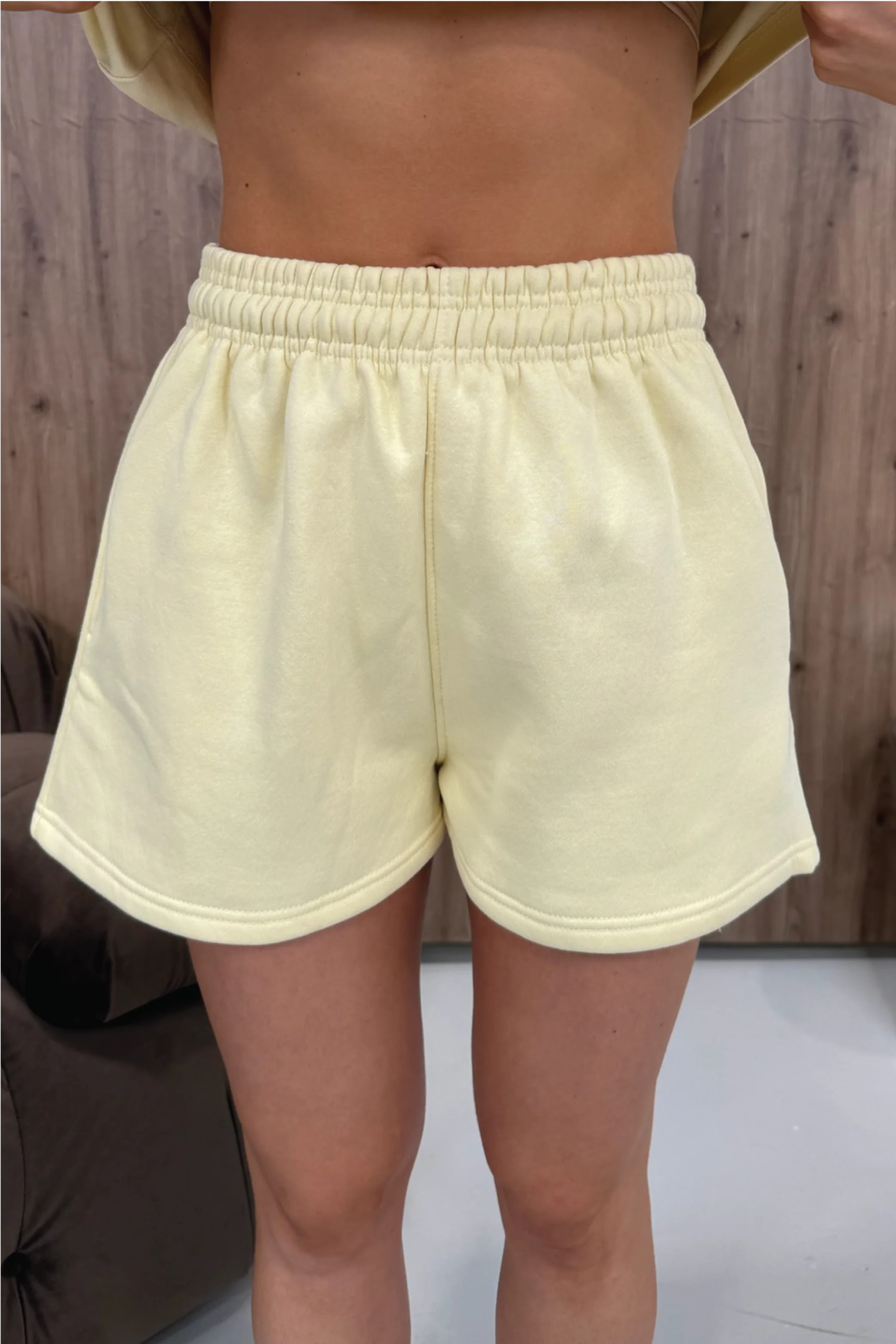 GLAMIFY EVERYDAY ESSENTIAL BUTTER YELLOW SHORTS - Image 2