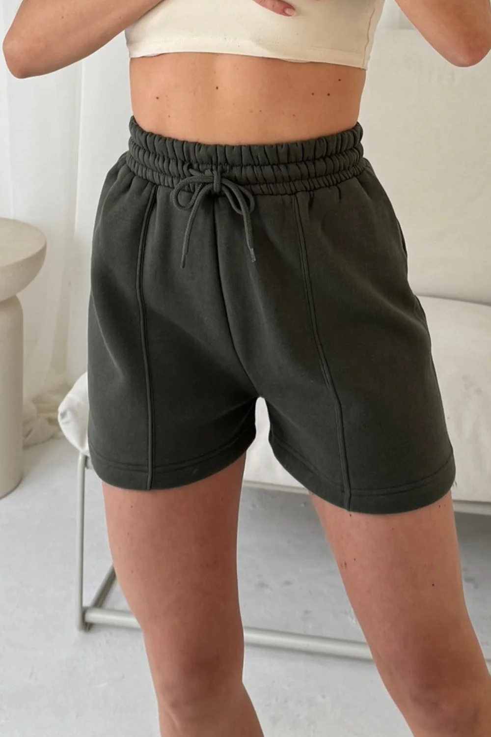 Glamify premium khaki seam detail shorts - Image 2