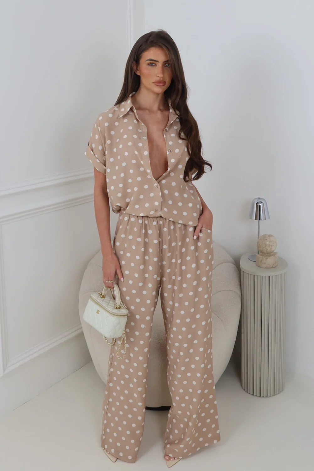 GRACE BEIGE POLKA DOT PANTS