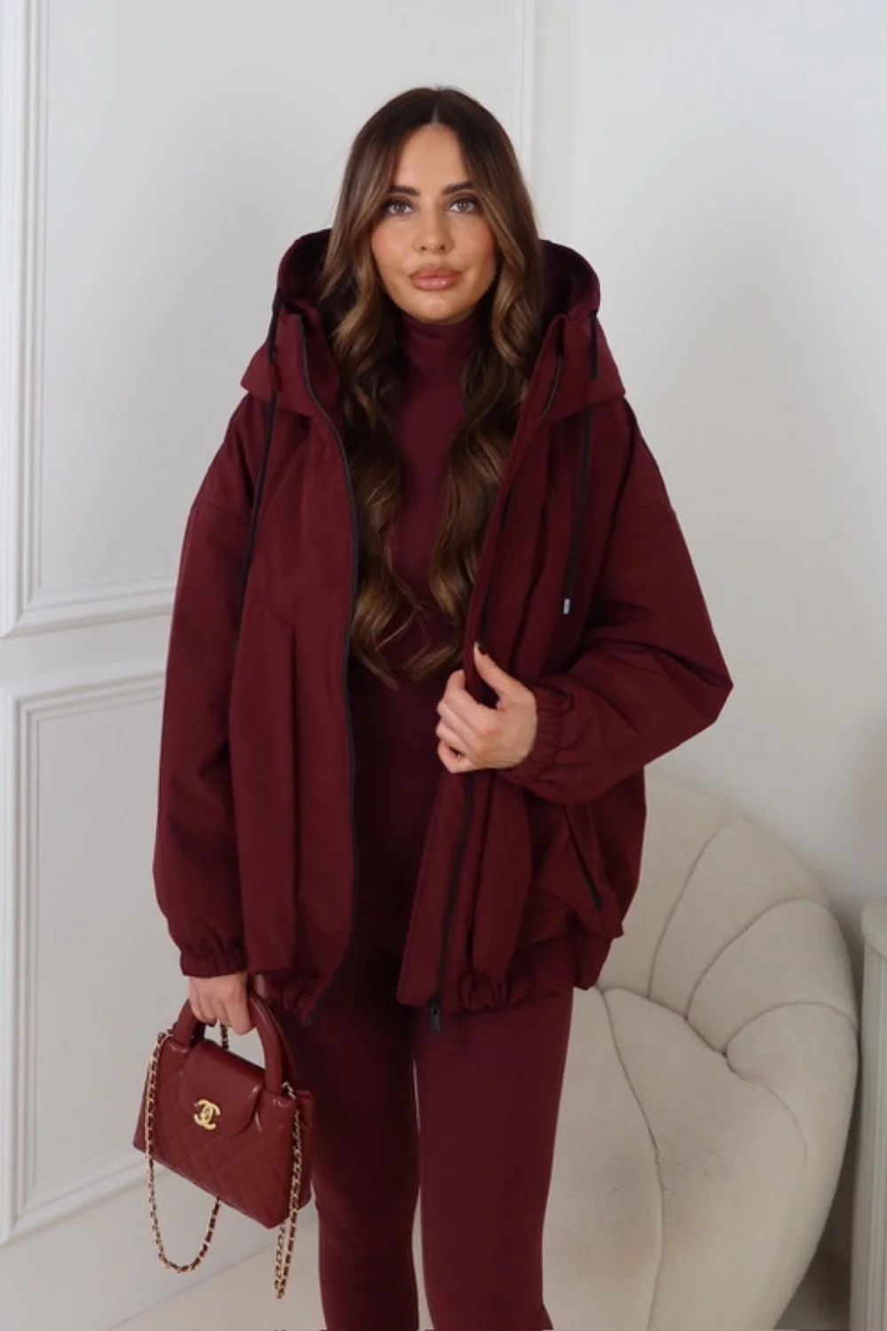 HALLEY DARK CHERRY HOODED JACKET - Image 5