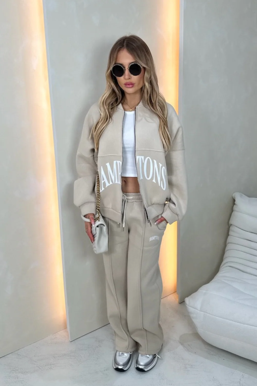 Hamptons bone printed bomber jacket and straight leg jogger - Image 3