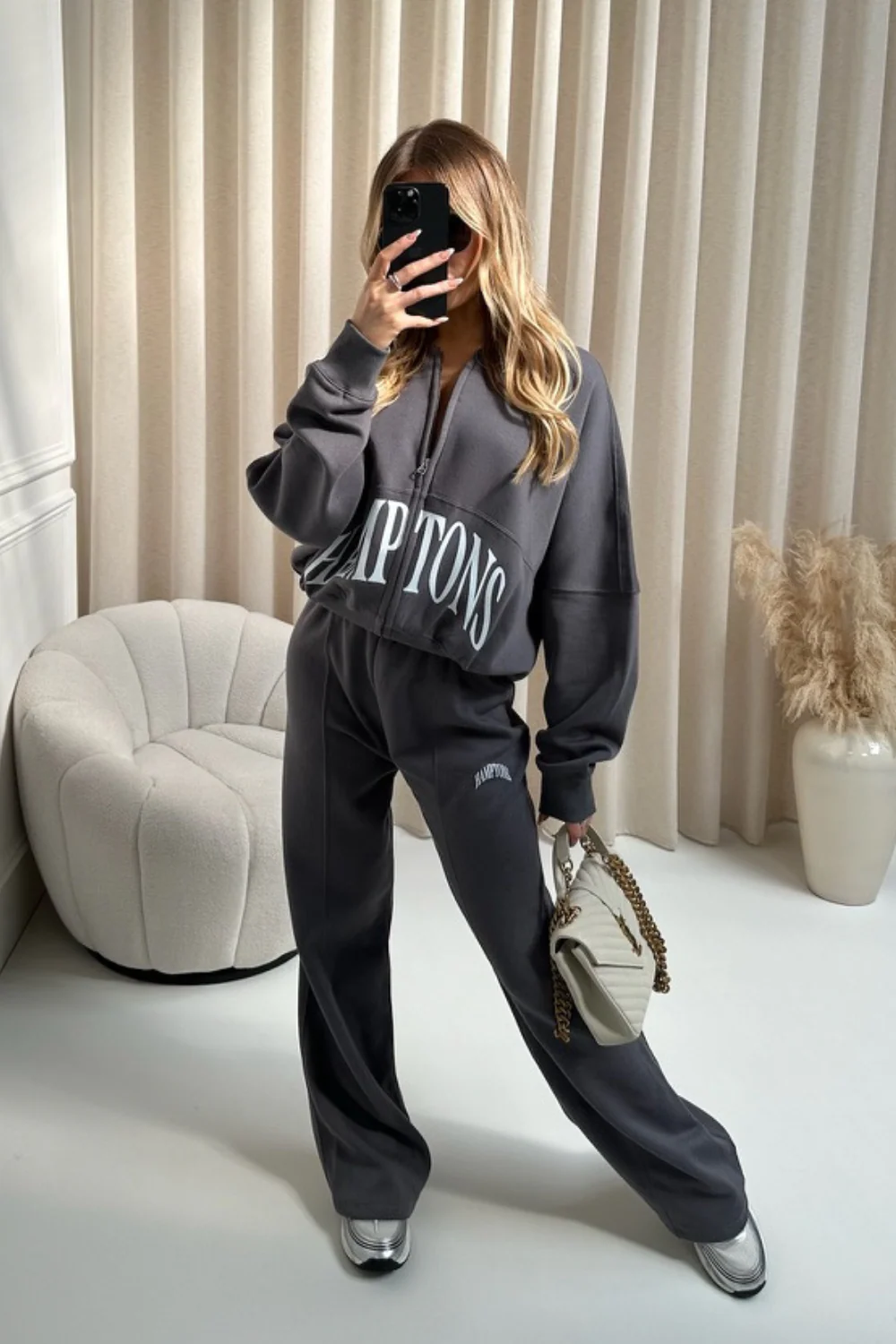 Hamptons steel grey printed premium bomber jacket and straight leg jogger - Image 2