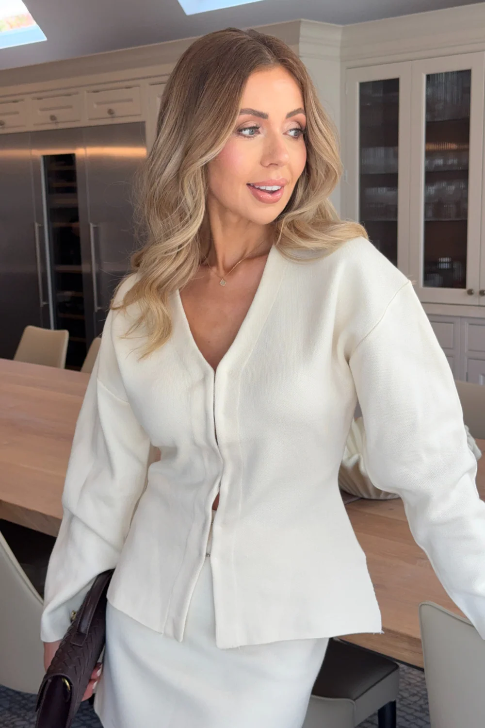 Harper cream fitted waist knit cardigan and skirt co-ord - Image 6