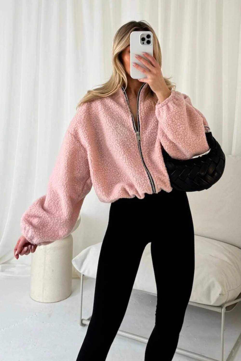 Harriet baby pink zip fleece jacket - Image 3