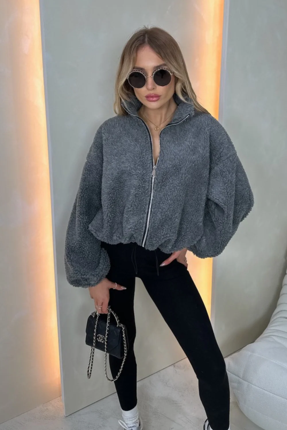 Harriet steel grey zip fleece jacket - Image 3