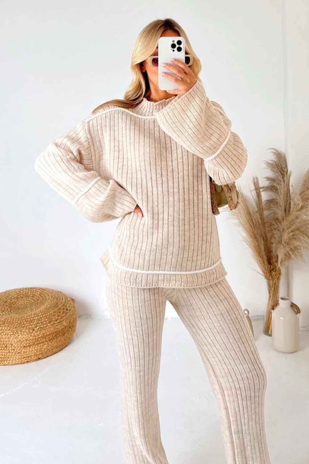 Hattie beige knitted jumper and trousers
