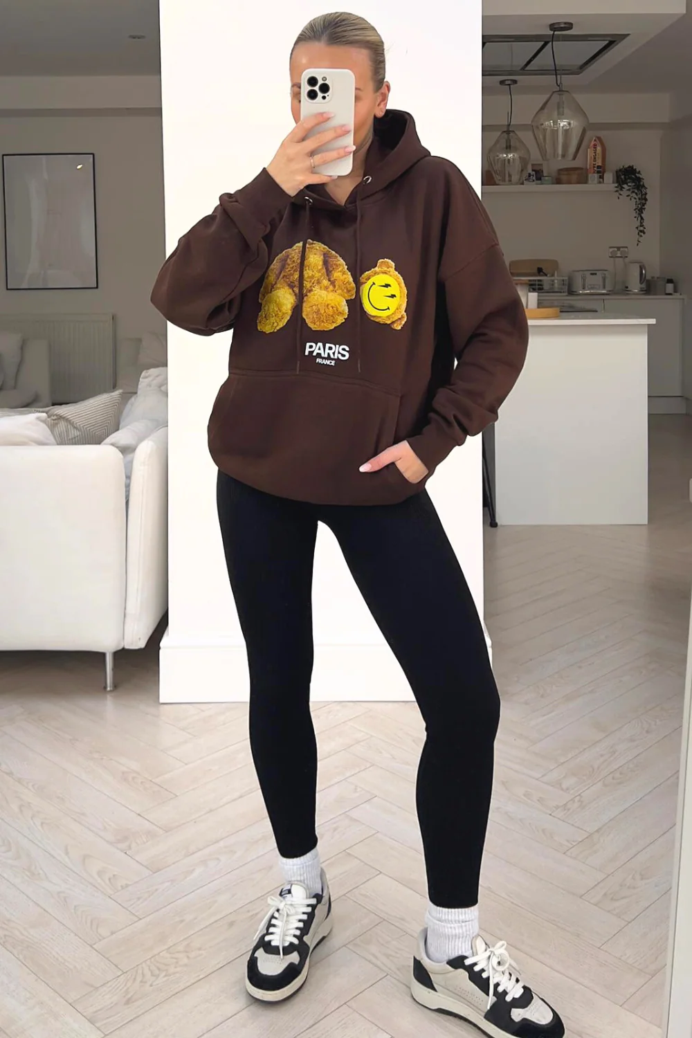 heads off smiley teddy chocolate printed drawstring hoodie - Image 2
