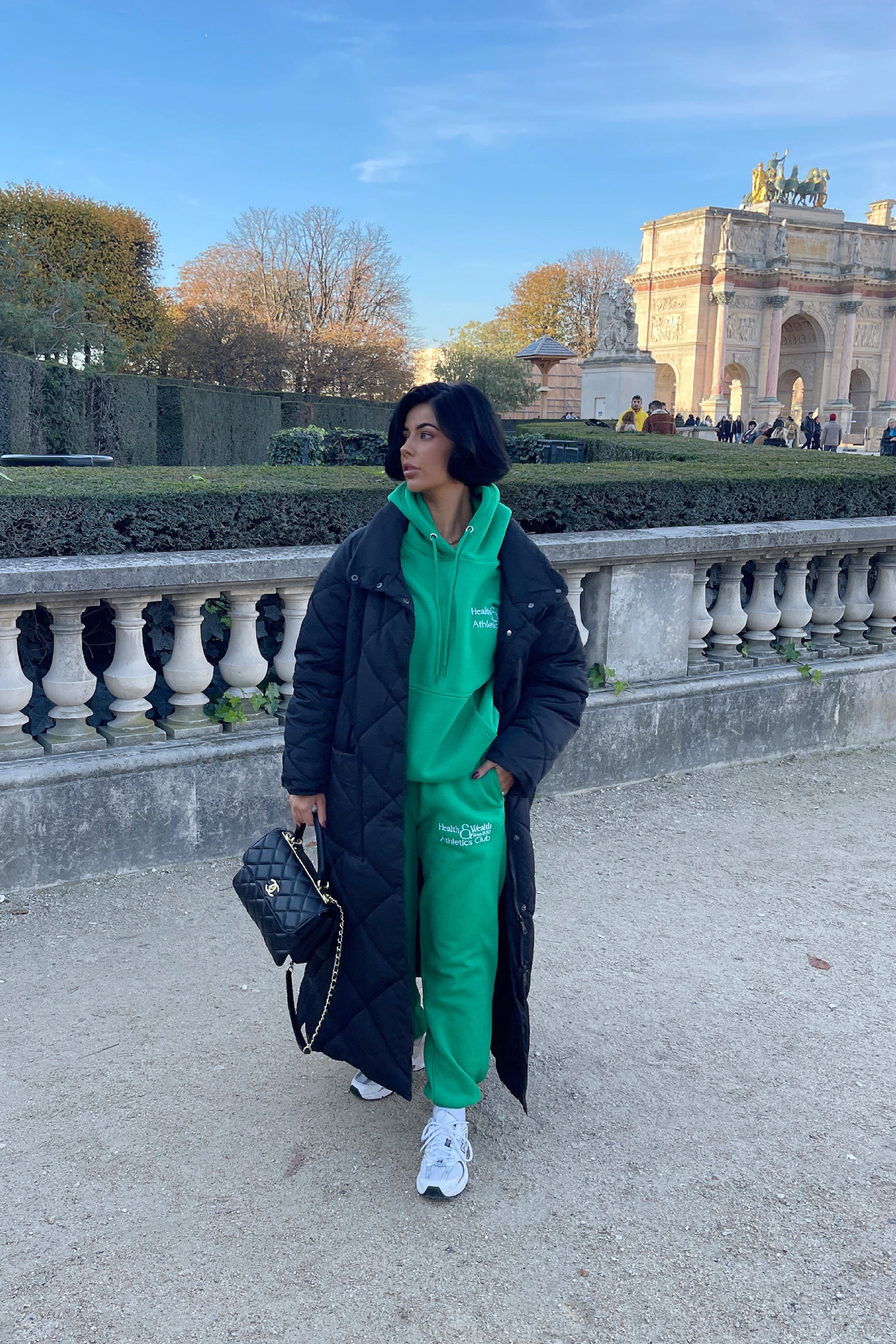 Health & Wealth embroidered Green hoodie set - Image 4