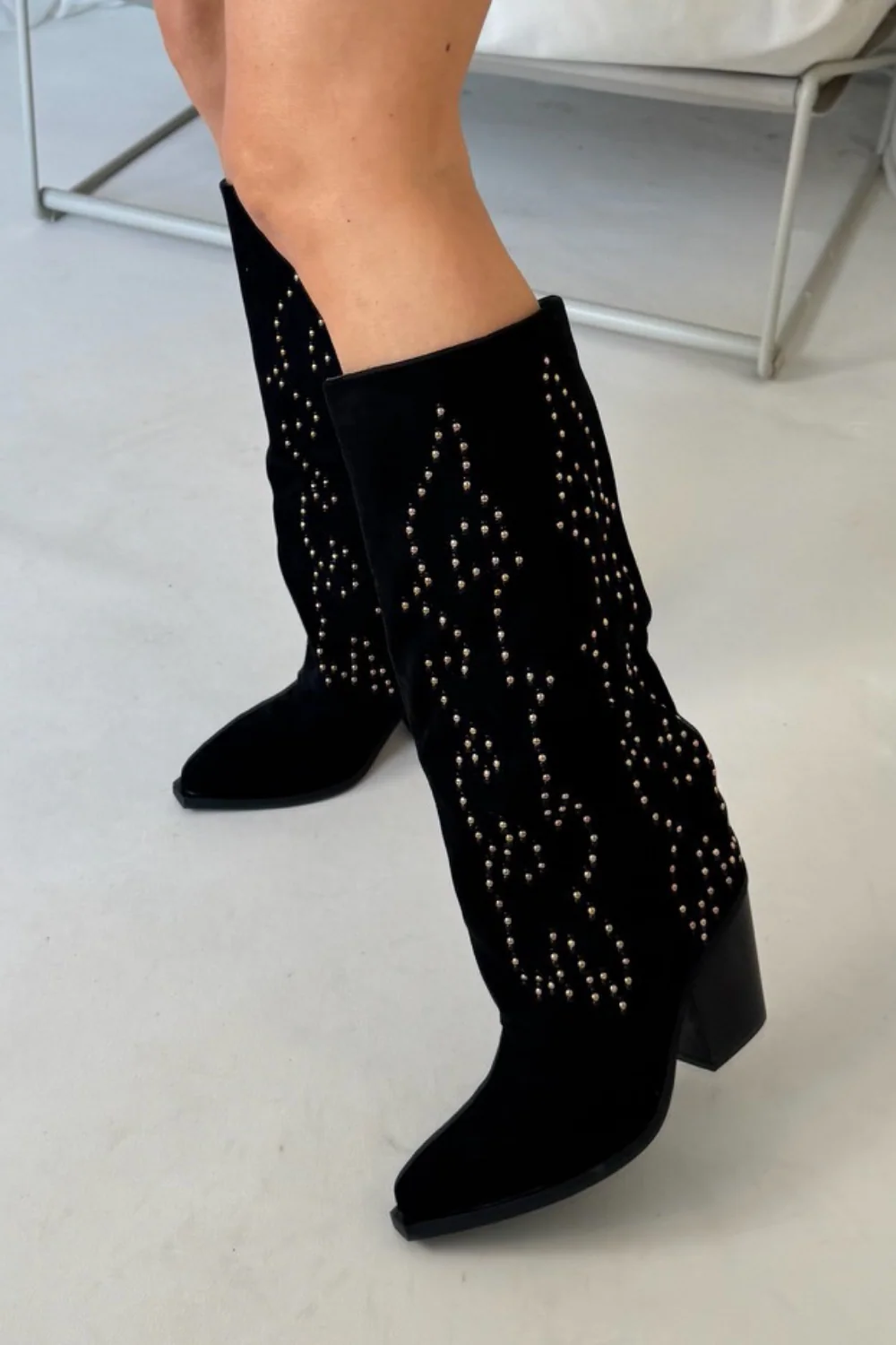Heidi black studded cowboy boots - Image 3