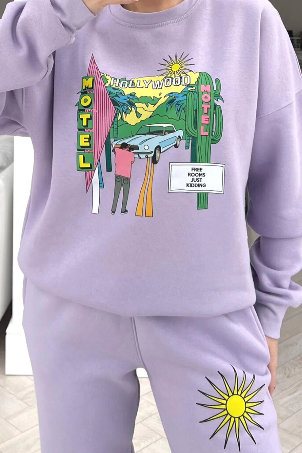 Hollywood lilac printed sweater loungewear set - Image 2