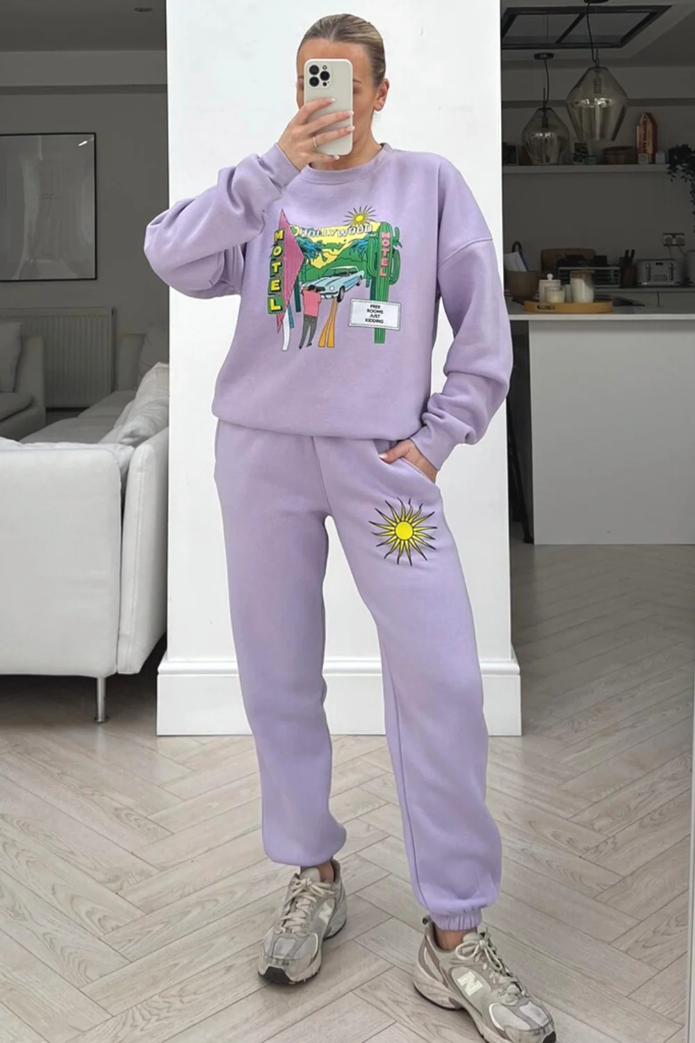 Hollywood lilac printed sweater loungewear set - Image 3