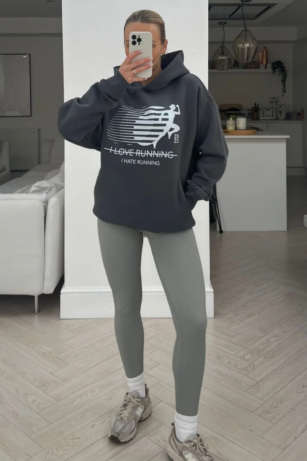 I hate running steel grey printed premium hoodie - Image 3