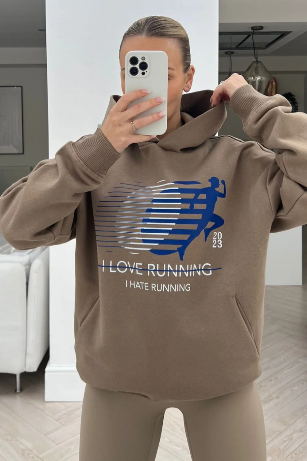 I hate running stone printed premium hoodie