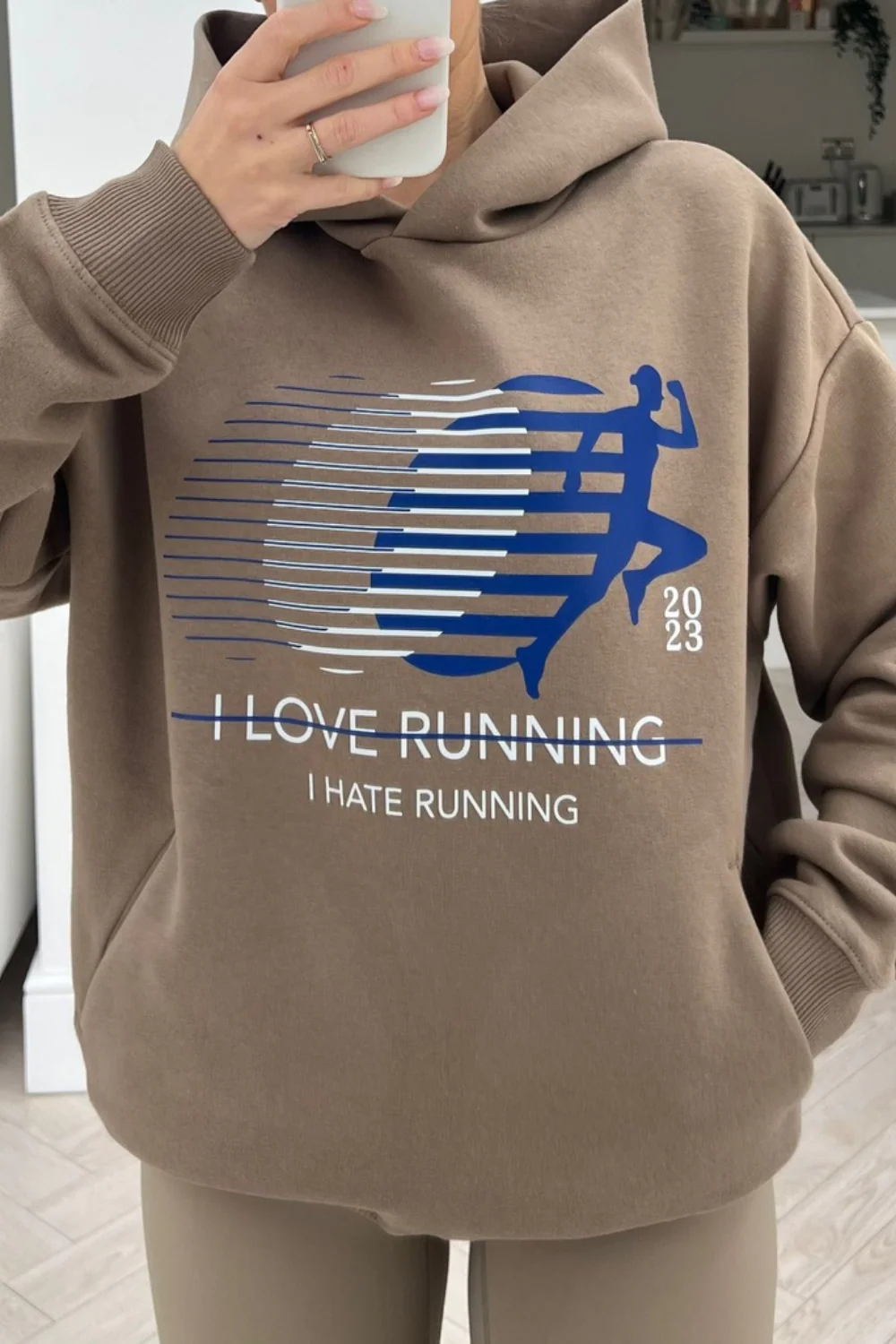 I hate running stone printed premium hoodie - Image 3