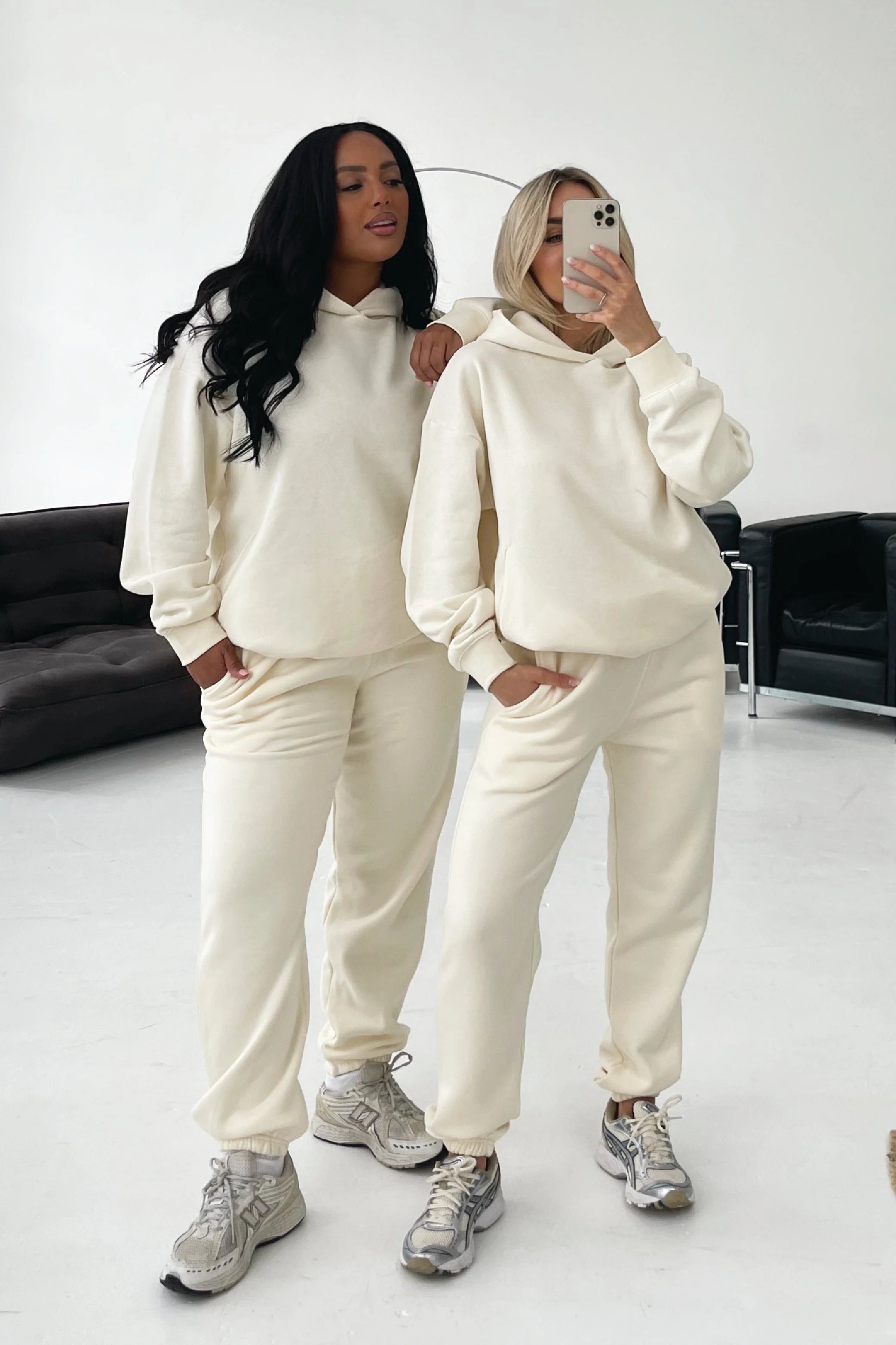 Glamify premium essential ecru relaxed hoodie - Image 2
