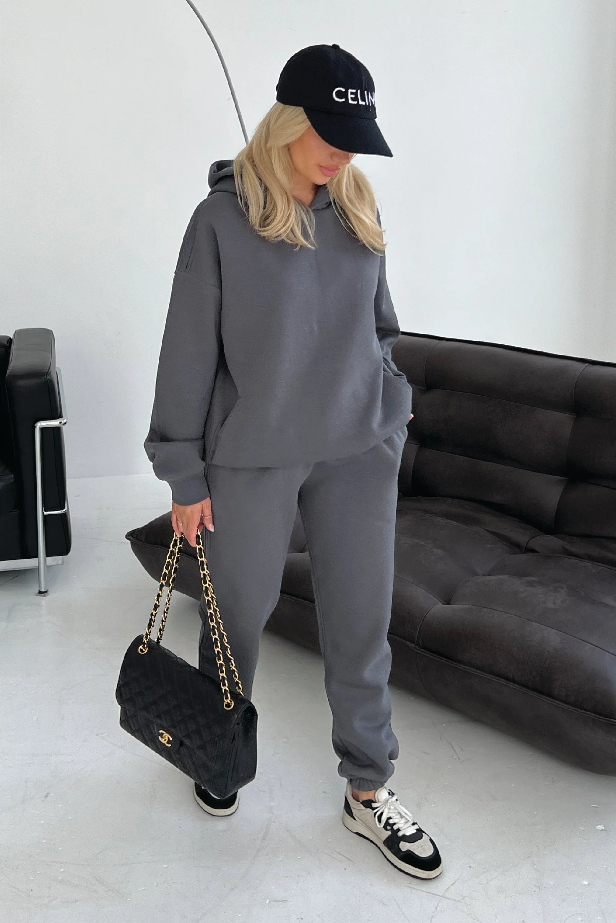 Glamify premium essential steel grey relaxed hoodie - Image 2