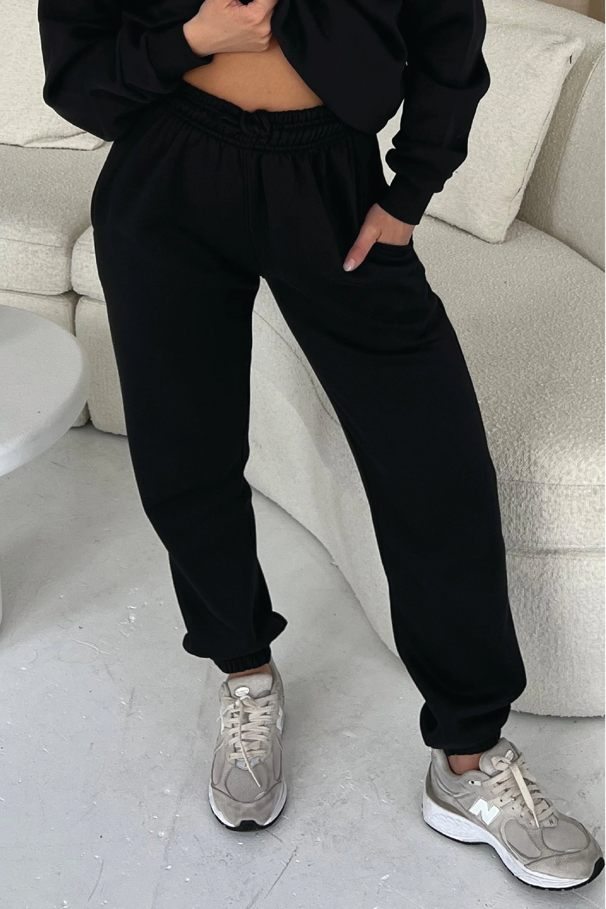 Glamify premium essential relaxed black jogger