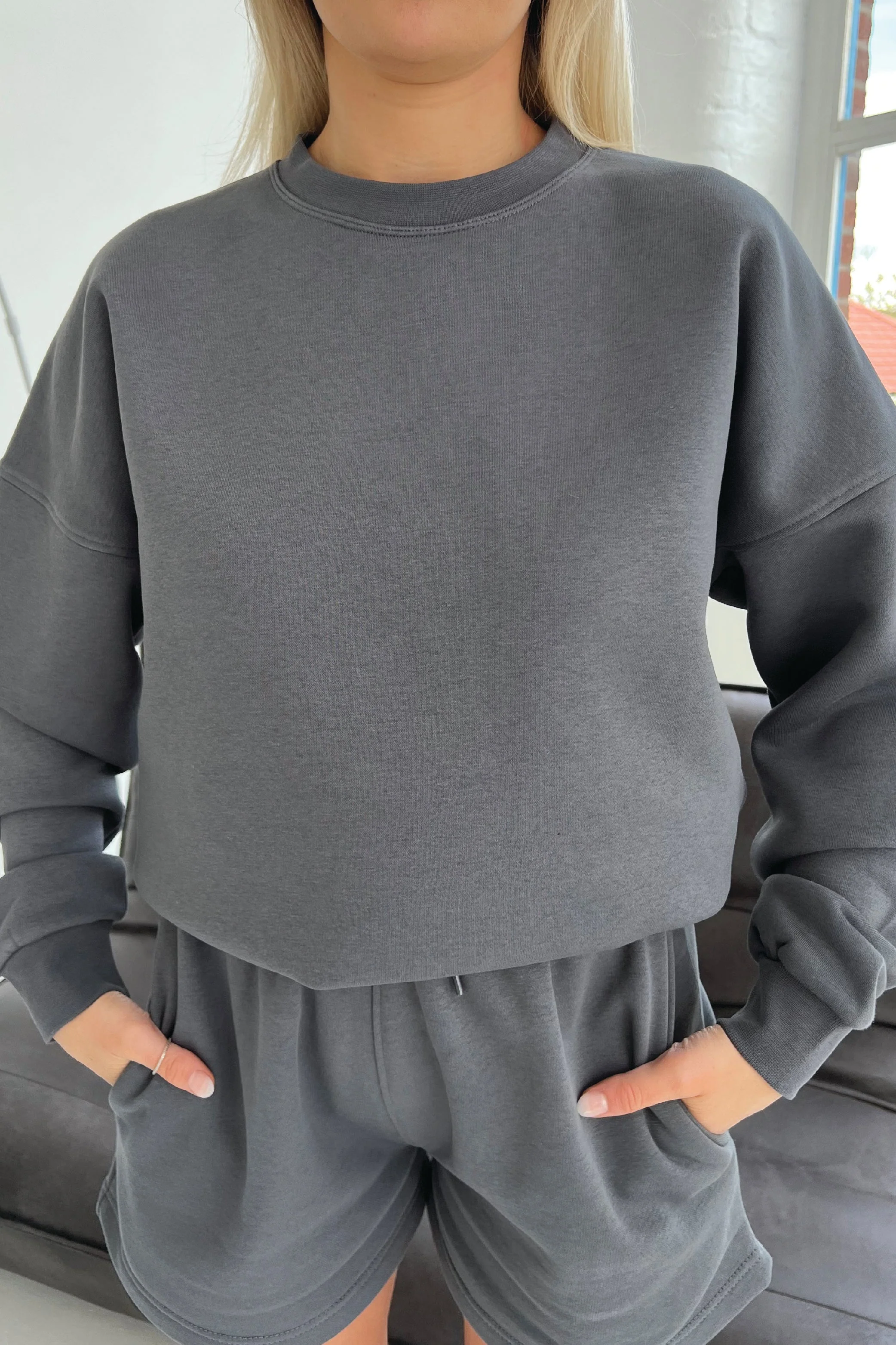 Glamify premium essential relaxed steel grey sweatshirt - Image 4