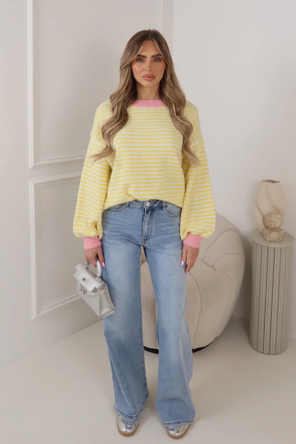 IRIS LEMON STRIPED KNITTED JUMPER