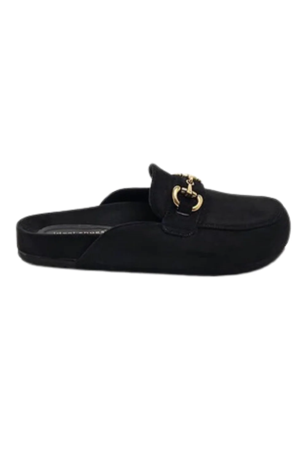 Isabella black faux suede buckle mules - Image 4