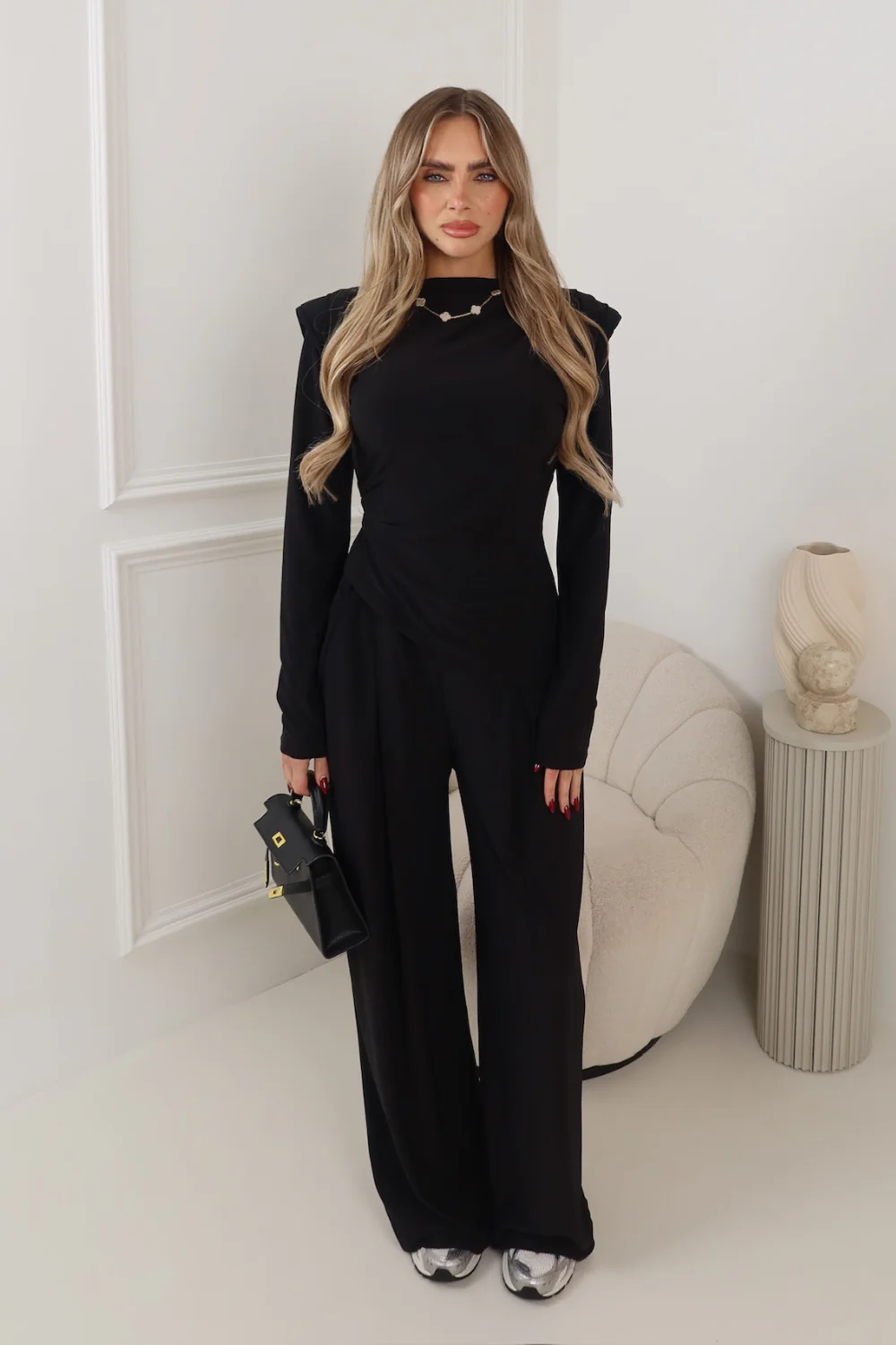 Isla black long sleeve trouser co-ord