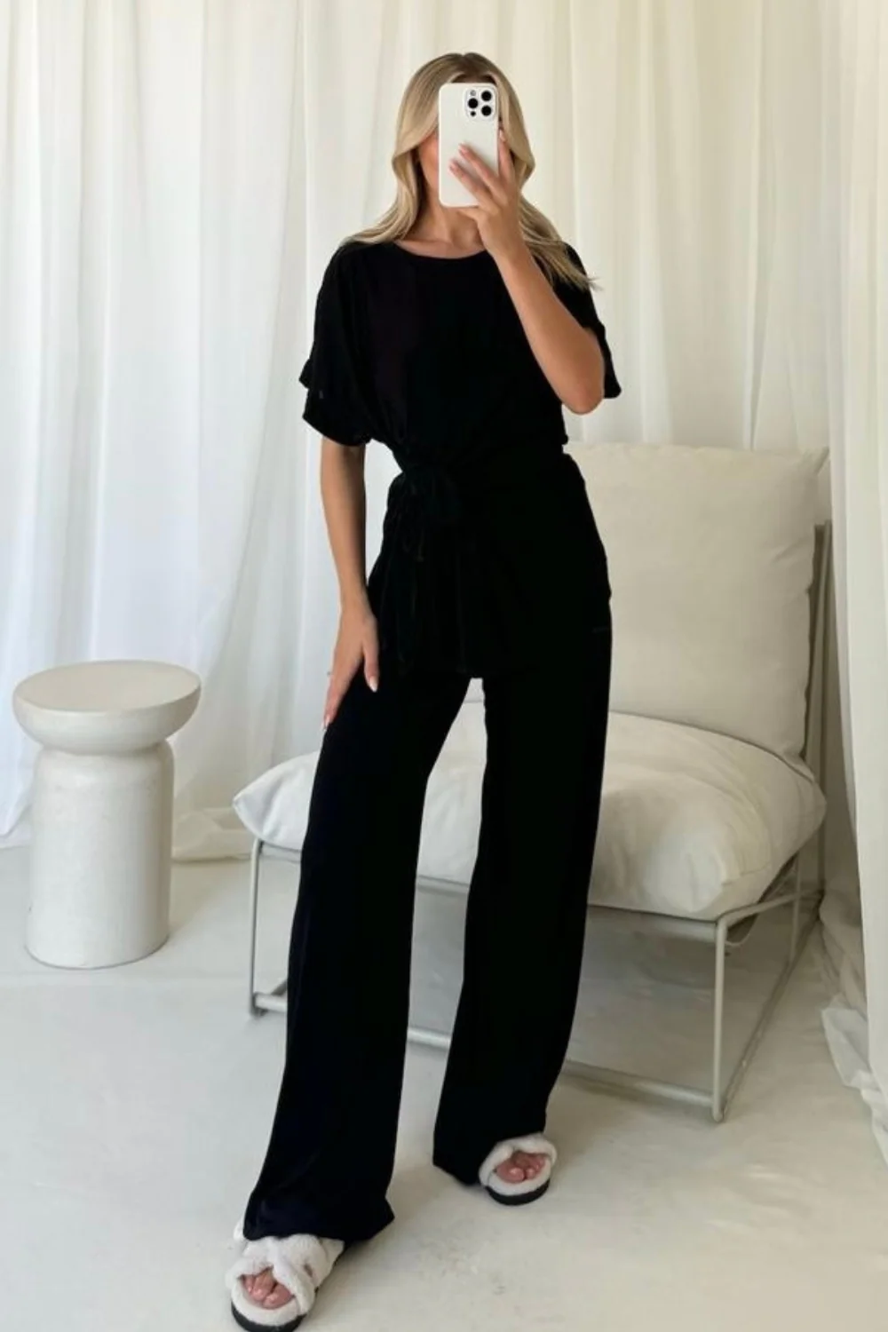 Isla black side tie lounge set - Image 2