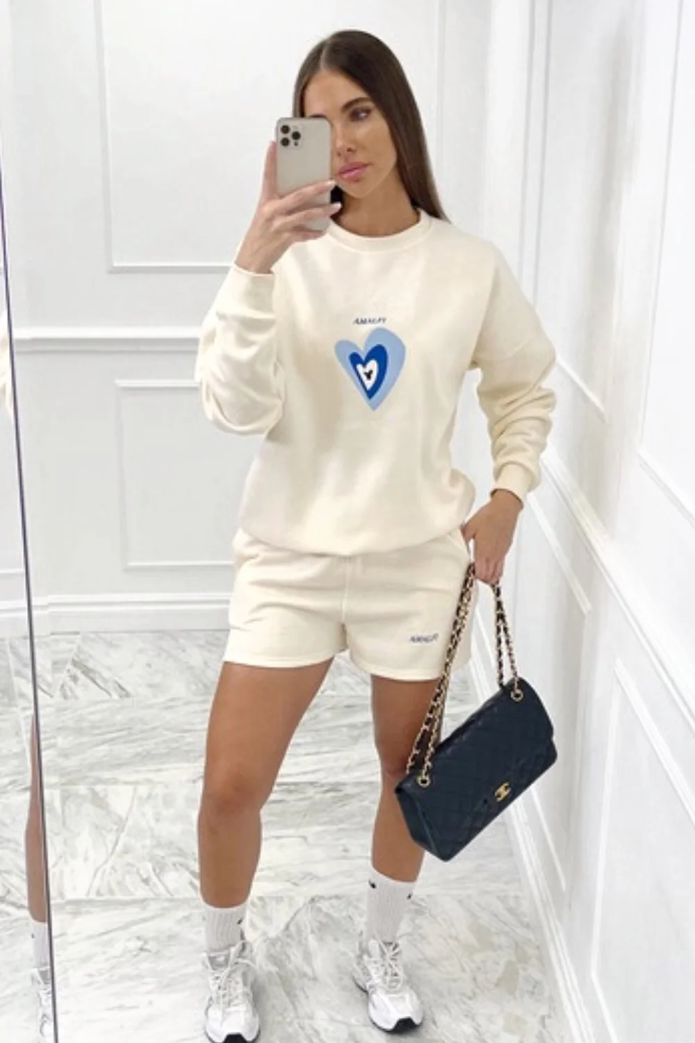 island summer ecru sweater short loungewear set - Image 4
