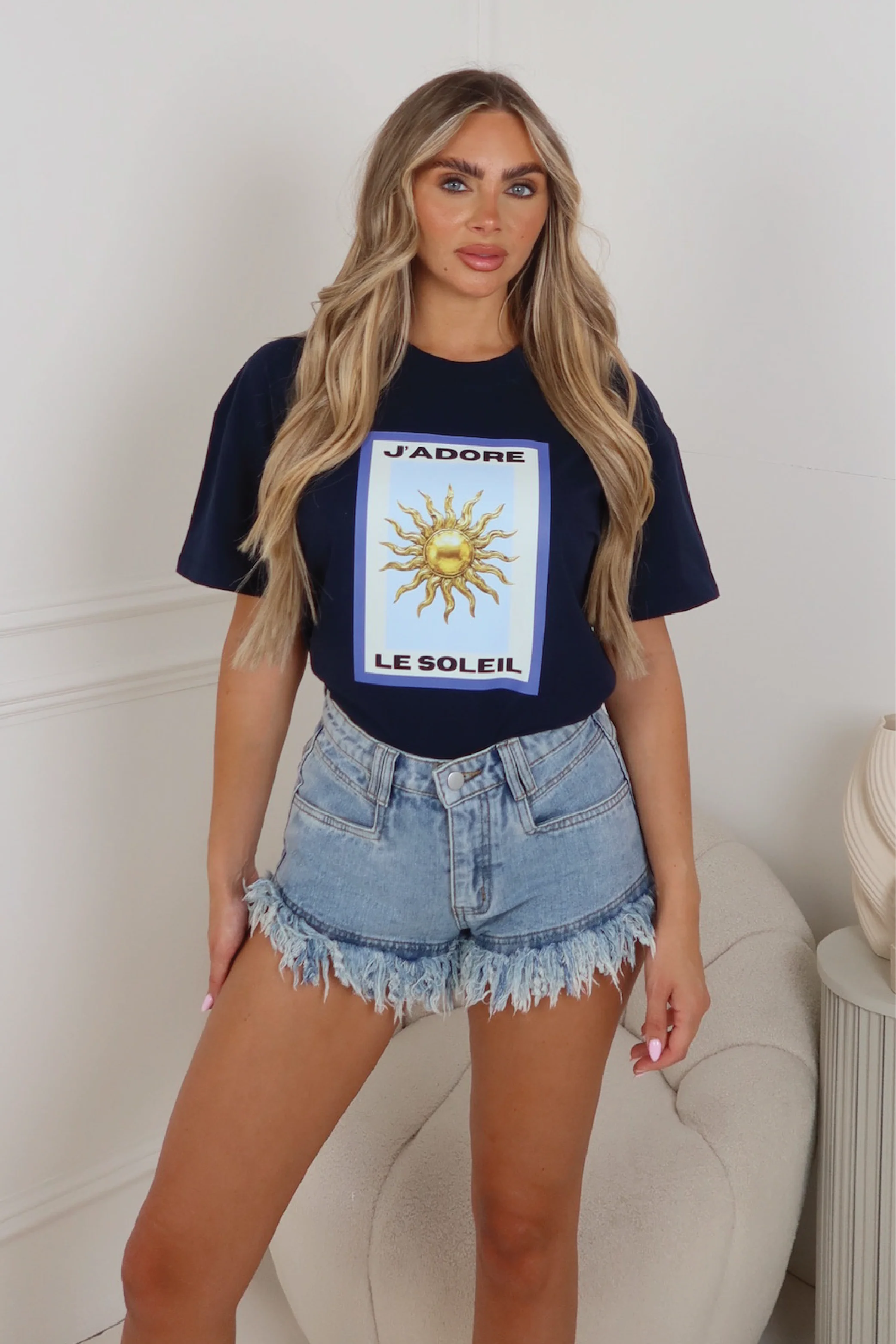 J'adore navy printed boxy fit t-shirt - Image 2