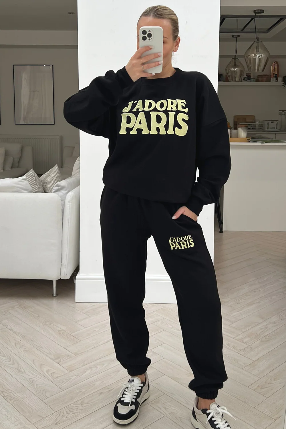 Jadore paris black embroidered sweater loungewear set - Image 2