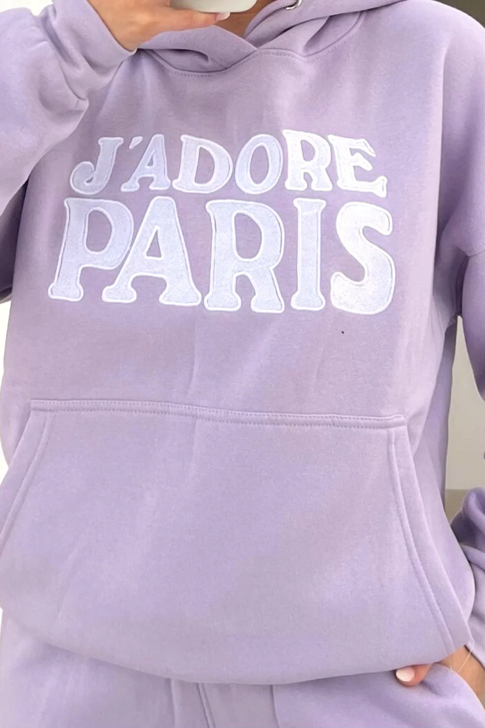 Jadore Paris lilac embroidered hooded loungewear set - Image 2