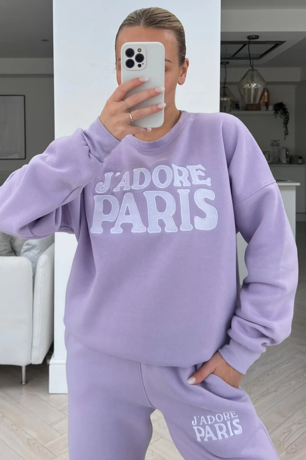 Jadore paris lilac embroidered sweater loungewear set - Image 2
