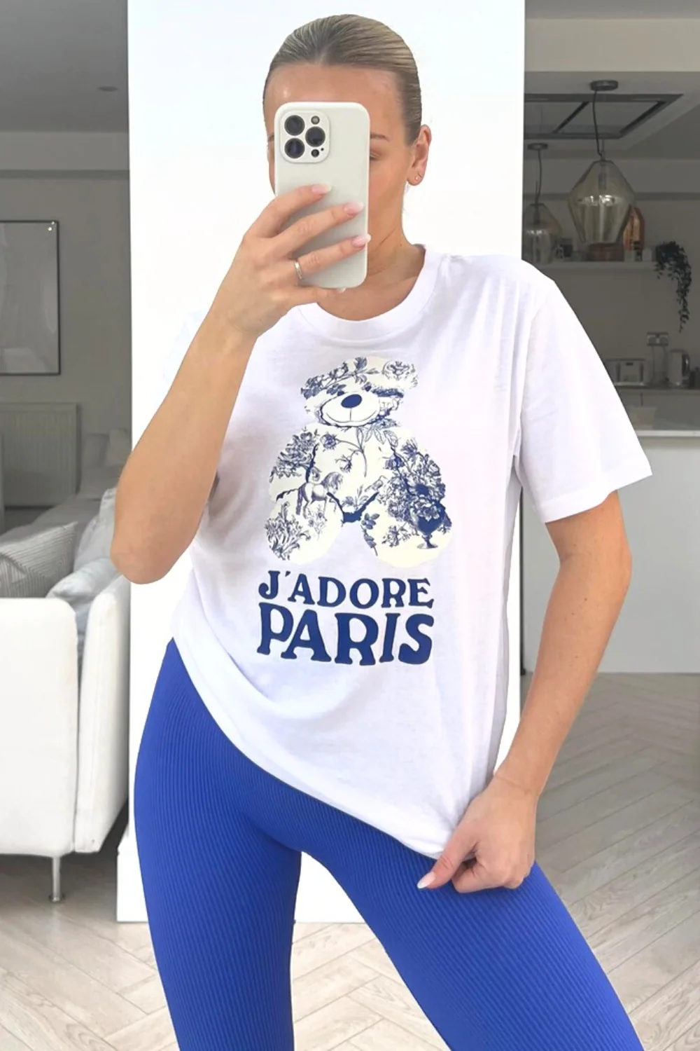 Jadore teddy blue printed tee & legging coord - Image 3