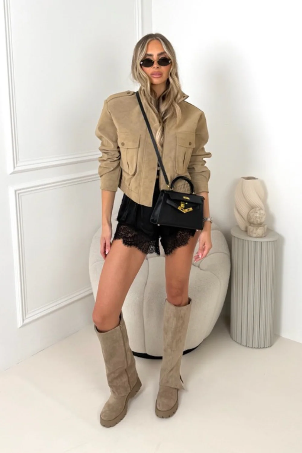 Jamie beige faux suede jacket - Image 6