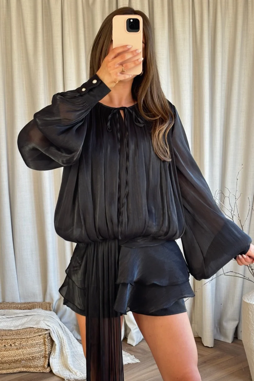 Jaycee black chiffon shirt dress - Image 2
