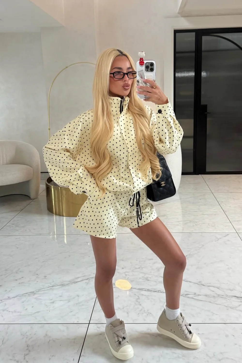 JESSICA YELLOW POLKA DOT JACKET & SHORTS SET